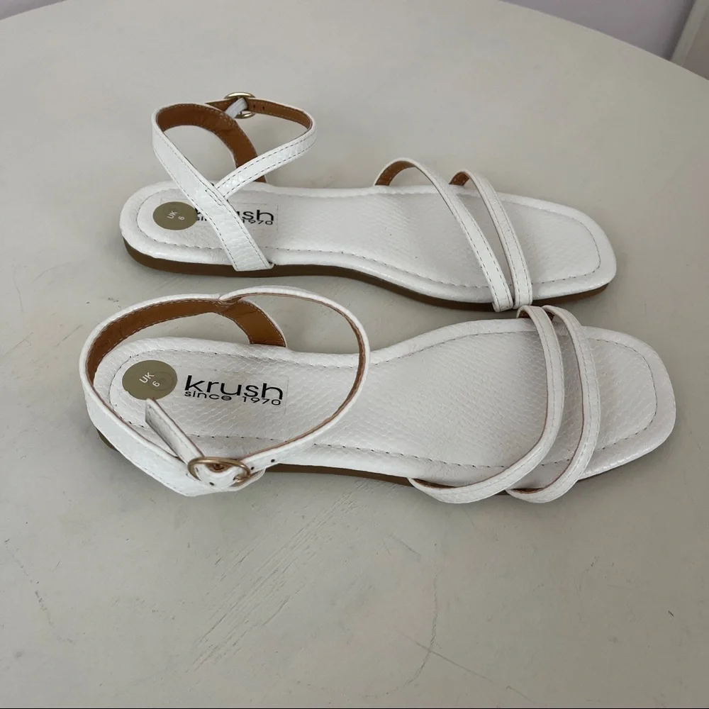 Women white strappy sandals